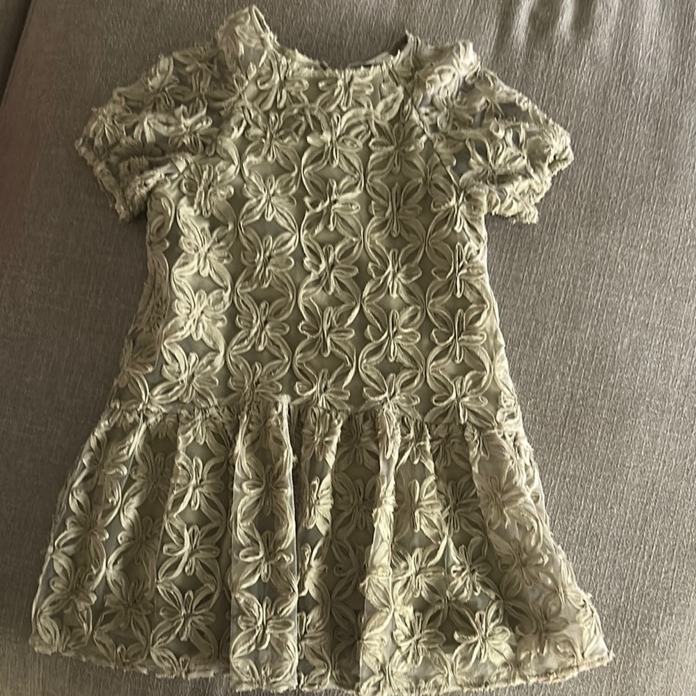 Zara Green Ruffled Tiered Mock Neck Dress